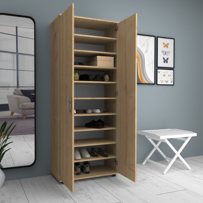 Eric Megapap melamine wardrobe - shoe rack oak color 76x36x187cm.