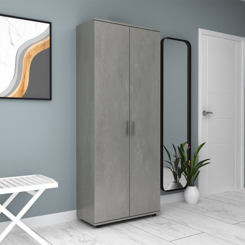 Eric Megapap melamine wardrobe - shoe rack concrete grey color 76x36x187cm.