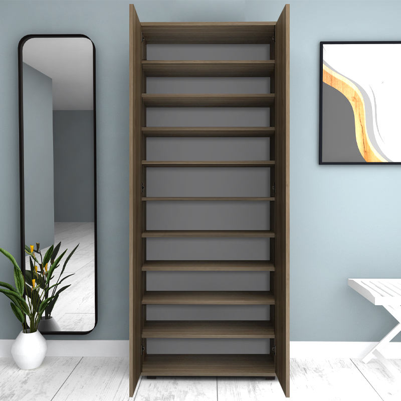 Eric Megapap melamine wardrobe - shoe rack walnut color 76x36x187cm.