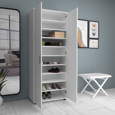 Eric Megapap melamine wardrobe - shoe rack white color 76x36x187cm.