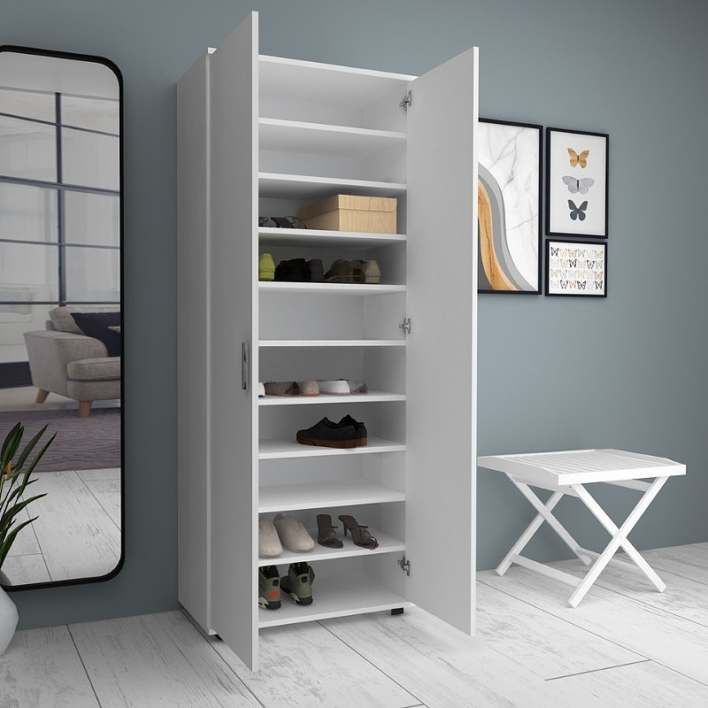 Eric Megapap melamine wardrobe - shoe rack white color 76x36x187cm.