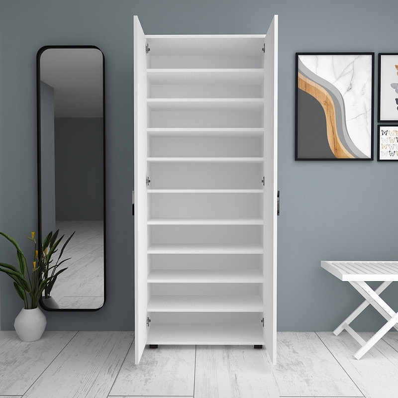 Eric Megapap melamine wardrobe - shoe rack white color 76x36x187cm.