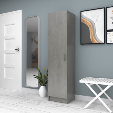 Petro Megapap melamine single-door wardrobe - shoe rack in grey concrete color 45x38x180cm.