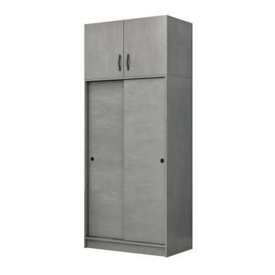Regio Megapap melamine two slide doors wardrobe in grey concrete color 100x60x240cm.