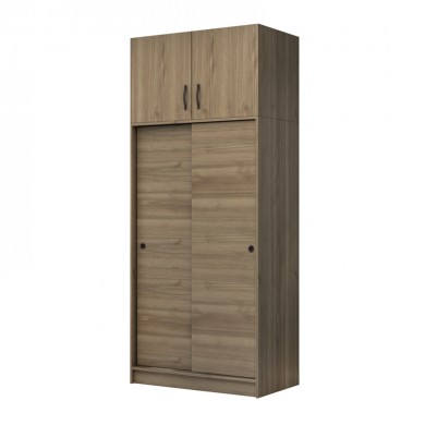 Regio Megapap melamine two slide doors wardrobe in walnut color 100x60x240cm.