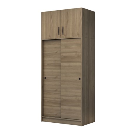 Regio Megapap melamine two slide doors wardrobe in walnut color 100x60x240cm.