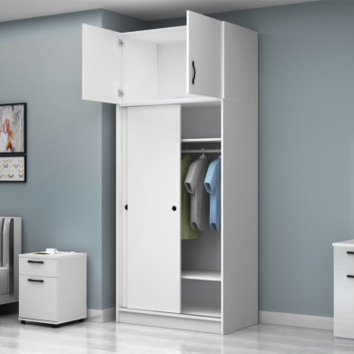 Regio Megapap melamine two slide doors wardrobe in white color 100x60x240cm.