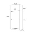 Regio Megapap melamine two slide doors wardrobe in white color 100x60x240cm.