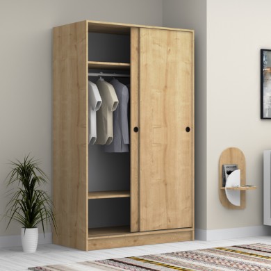 Regio Megapap melamine two slide doors wardrobe in oak color 120x60x200cm.