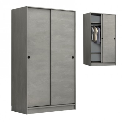 Regio Megapap melamine two slide doors wardrobe in concrete grey color 100x60x181cm.