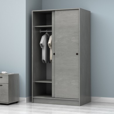 Regio Megapap melamine two slide doors wardrobe in concrete grey color 100x60x181cm.