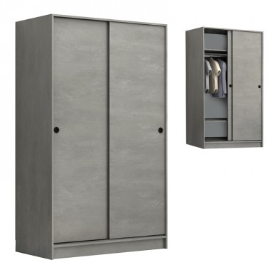 Regio Megapap melamine two slide doors wardrobe in concrete grey color 120x60x200cm.