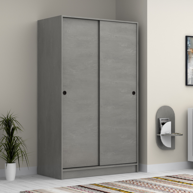 Regio Megapap melamine two slide doors wardrobe in concrete grey color 120x60x200cm.