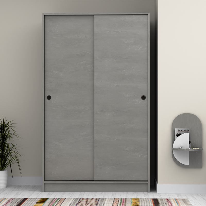 Regio Megapap melamine two slide doors wardrobe in concrete grey color 120x60x200cm.