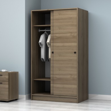 Regio Megapap melamine two slide doors wardrobe in walnut color 100x60x181cm.