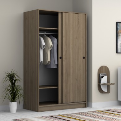 Regio Megapap melamine two slide doors wardrobe in walnut color 120x60x200cm.