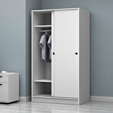 Regio Megapap melamine two slide doors wardrobe in white color 100x60x181cm.