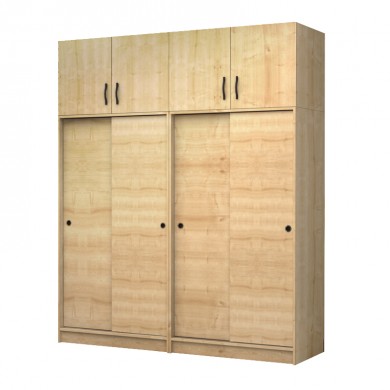 Regio Megapap melamine four slide doors wardrobe in oak color 200x60x240cm.