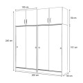 Regio Megapap melamine four slide doors wardrobe in concrete grey color 200x60x240cm.