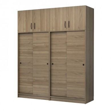 Regio Megapap melamine four slide doors wardrobe in walnut color 200x60x240cm.