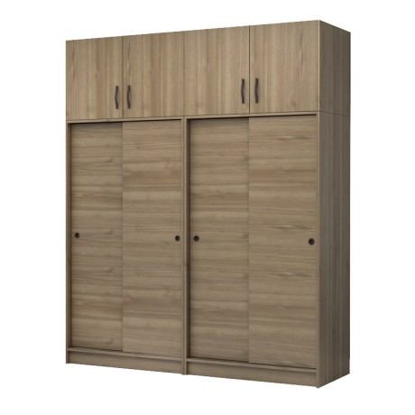 Regio Megapap melamine four slide doors wardrobe in walnut color 200x60x240cm.