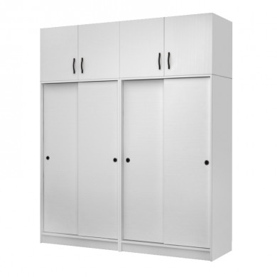 Regio Megapap melamine four slide doors wardrobe in white color 200x60x240cm.