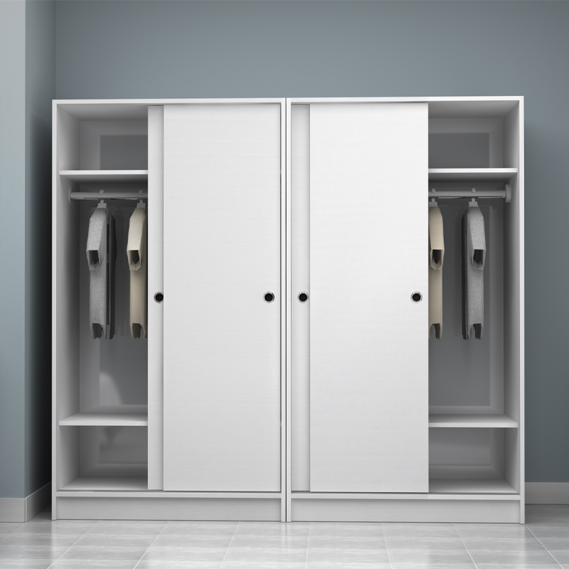 Regio Megapap melamine four slide doors wardrobe in white color 200x60x181cm.