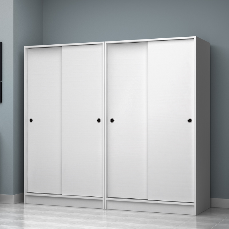 Regio Megapap melamine four slide doors wardrobe in white color 200x60x181cm.