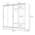 Regio Megapap melamine four slide doors wardrobe in white color 200x60x181cm.