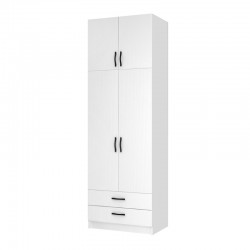 Ντουλάπα ρούχων Ricardo Megapap δίφυλλη με πατάρι και συρτάρια χρώμα λευκό 80x51,8x240εκ. Ντουλάπα ρούχων Ricardo Megapap δίφυλλη με πατάρι και συρτάρια χρώμα λευκό 80x51,8x240εκ.