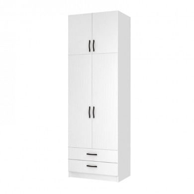 Ricardo Megapap two doors melamine wardrobe with cabinet in white color 80x51,8x240cm.