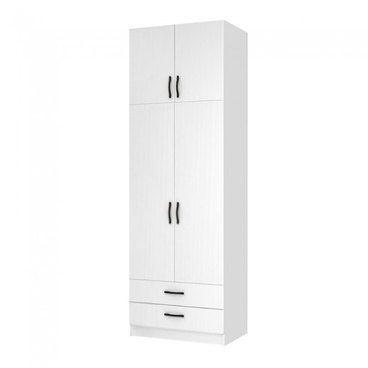 Ντουλάπα ρούχων Ricardo Megapap δίφυλλη με πατάρι και συρτάρια χρώμα λευκό 80x51,8x240εκ. Ντουλάπα ρούχων Ricardo Megapap δίφυλλη με πατάρι και συρτάρια χρώμα λευκό 80x51,8x240εκ.