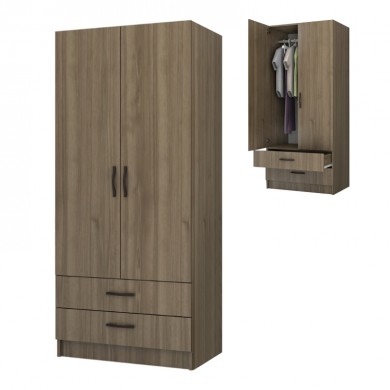 Ricardo Megapap two doors melamine wardrobe in walnut color 80x51,8x181cm.