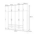 Ricardo Megapap six doors melamine wardrobe with cabinet  in walnut color 240x51,8x240cm.