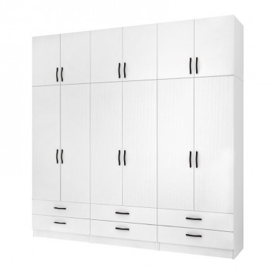 Ricardo Megapap six doors melamine wardrobe with cabinet in white color 240x51,8x240cm.