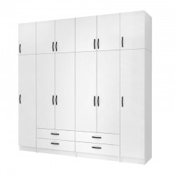 Ντουλάπα ρούχων Ricardo Megapap εξάφυλλη με πατάρι και συρτάρια χρώμα λευκό 240x51,8x240εκ. Ντουλάπα ρούχων Ricardo Megapap εξάφυλλη με πατάρι και συρτάρια χρώμα λευκό 240x51,8x240εκ.