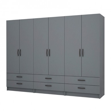 Ricardo Megapap six doors melamine wardrobe in anthracite color 240x51,8x181cm.