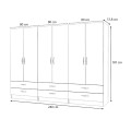 Ricardo Megapap six doors melamine wardrobe in oak color 240x51,8x181cm.
