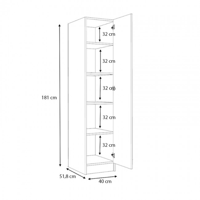 Ντουλάπα ρούχων Ricardo Megapap μονόφυλλη χρώμα ανθρακί 40x51,8x181εκ. Ντουλάπα ρούχων Ricardo Megapap μονόφυλλη χρώμα ανθρακί 40x51,8x181εκ.
