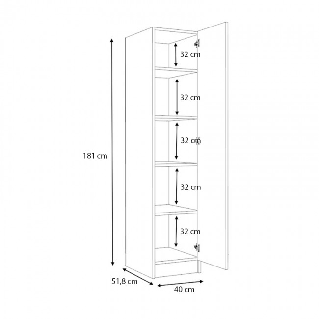 Ντουλάπα ρούχων Ricardo Megapap μονόφυλλη χρώμα καρυδί 40x51,8x181εκ. Ντουλάπα ρούχων Ricardo Megapap μονόφυλλη χρώμα καρυδί 40x51,8x181εκ.
