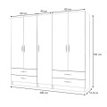 Ricardo Megapap five doors melamine wardrobe in walnut color 200x51,8x181cm.