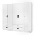 Ricardo Megapap five doors melamine wardrobe in white color 200x51,8x181cm.
