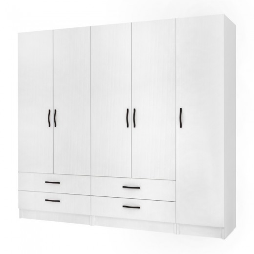 Ντουλάπα ρούχων Ricardo Megapap πεντάφυλλη με συρτάρια χρώμα λευκό 200x51,8x181εκ. Ντουλάπα ρούχων Ricardo Megapap πεντάφυλλη με συρτάρια χρώμα λευκό 200x51,8x181εκ.