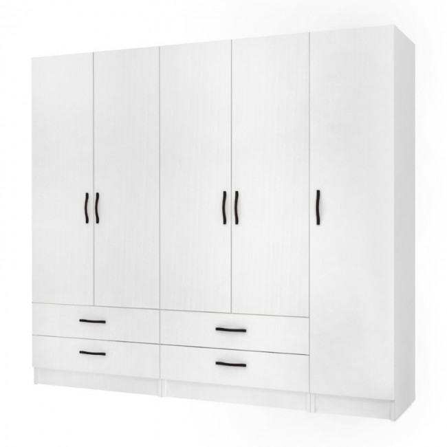 Ντουλάπα ρούχων Ricardo Megapap πεντάφυλλη με συρτάρια χρώμα λευκό 200x51,8x181εκ. Ντουλάπα ρούχων Ricardo Megapap πεντάφυλλη με συρτάρια χρώμα λευκό 200x51,8x181εκ.
