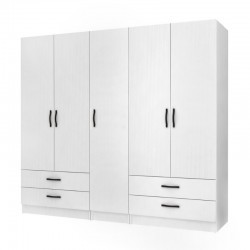 Ντουλάπα ρούχων Ricardo Megapap πεντάφυλλη με συρτάρια χρώμα λευκό 200x51,8x181εκ. Ντουλάπα ρούχων Ricardo Megapap πεντάφυλλη με συρτάρια χρώμα λευκό 200x51,8x181εκ.