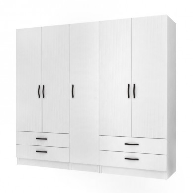 Ricardo Megapap five doors melamine wardrobe in white color 200x51,8x181cm.
