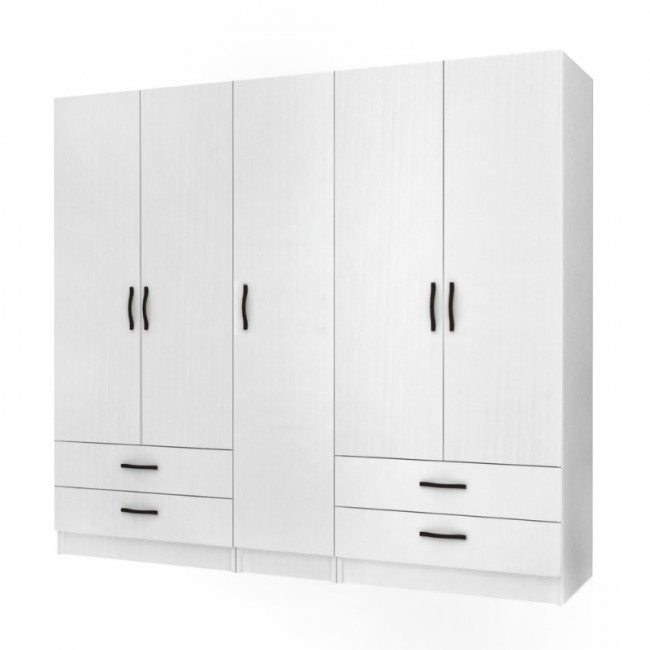 Ντουλάπα ρούχων Ricardo Megapap πεντάφυλλη με συρτάρια χρώμα λευκό 200x51,8x181εκ. Ντουλάπα ρούχων Ricardo Megapap πεντάφυλλη με συρτάρια χρώμα λευκό 200x51,8x181εκ.