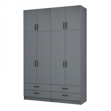 Ricardo Megapap four doors melamine wardrobe with cabinet in anthracite color 160x51,8x240cm.