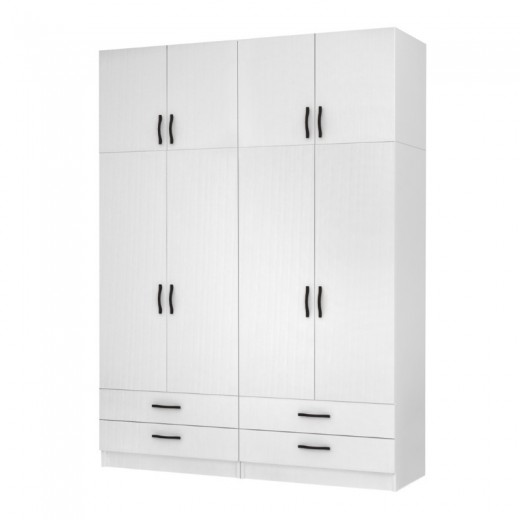 Ντουλάπα ρούχων Ricardo Megapap τετράφυλλη με πατάρι και συρτάρια χρώμα λευκό 160x51,8x240εκ. Ντουλάπα ρούχων Ricardo Megapap τετράφυλλη με πατάρι και συρτάρια χρώμα λευκό 160x51,8x240εκ.