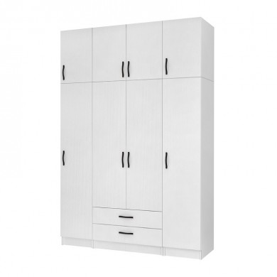 Ricardo Megapap four doors melamine wardrobe with cabinet in white color 160x51,8x240cm.